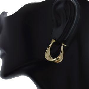 Real 10k Solid Yellow Gold Hoop Simple Irregular Sense Earrings 17.3mm 1.0gr